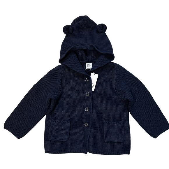 GAP Other - NWT Baby Gap NavyBlue Knit Hooded Cardigan 18-24M